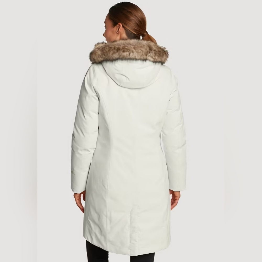NEW! Eddie Bauer Cream Down Parka Coat Size L - Picture 2 of 15
